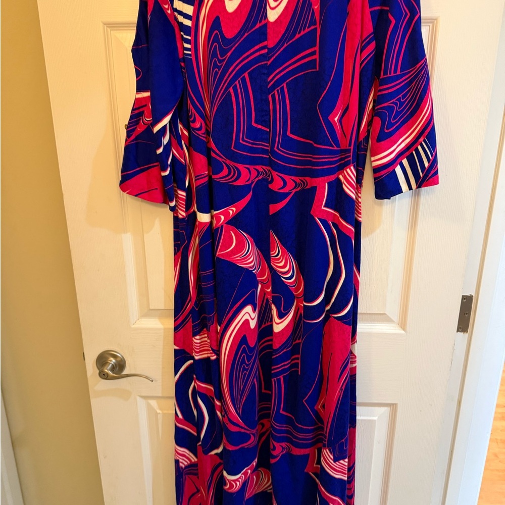 Vibrant Pink and Blue Maxi Dress
